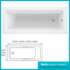 Single Ended Bath 1500mm-1600-1700-1800mm White Acrylic Bath Modern Bathroom
