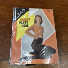 Vintage Leesa Sheer Nylon Nude pantyhose w/ model Black Size Long B5