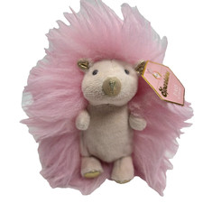 FAO Schwarz Sparklers Plush Pink Furry Hedgehog Stuffed Animal NWT 6"