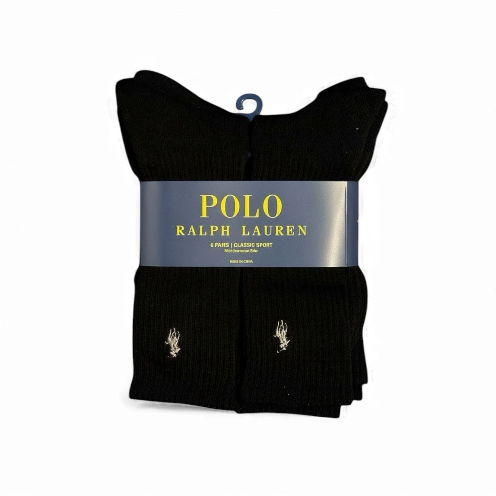 Polo Ralph Lauren Men’s 6-Pack Black Gray Crew Socks Classic Sport Size 10-13