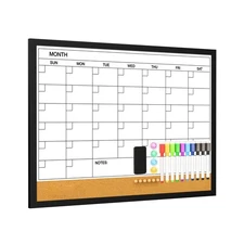 Large Monthly Whiteboard Calendar with Cork for Wall, 24" x 18" Dry... Fast Ship