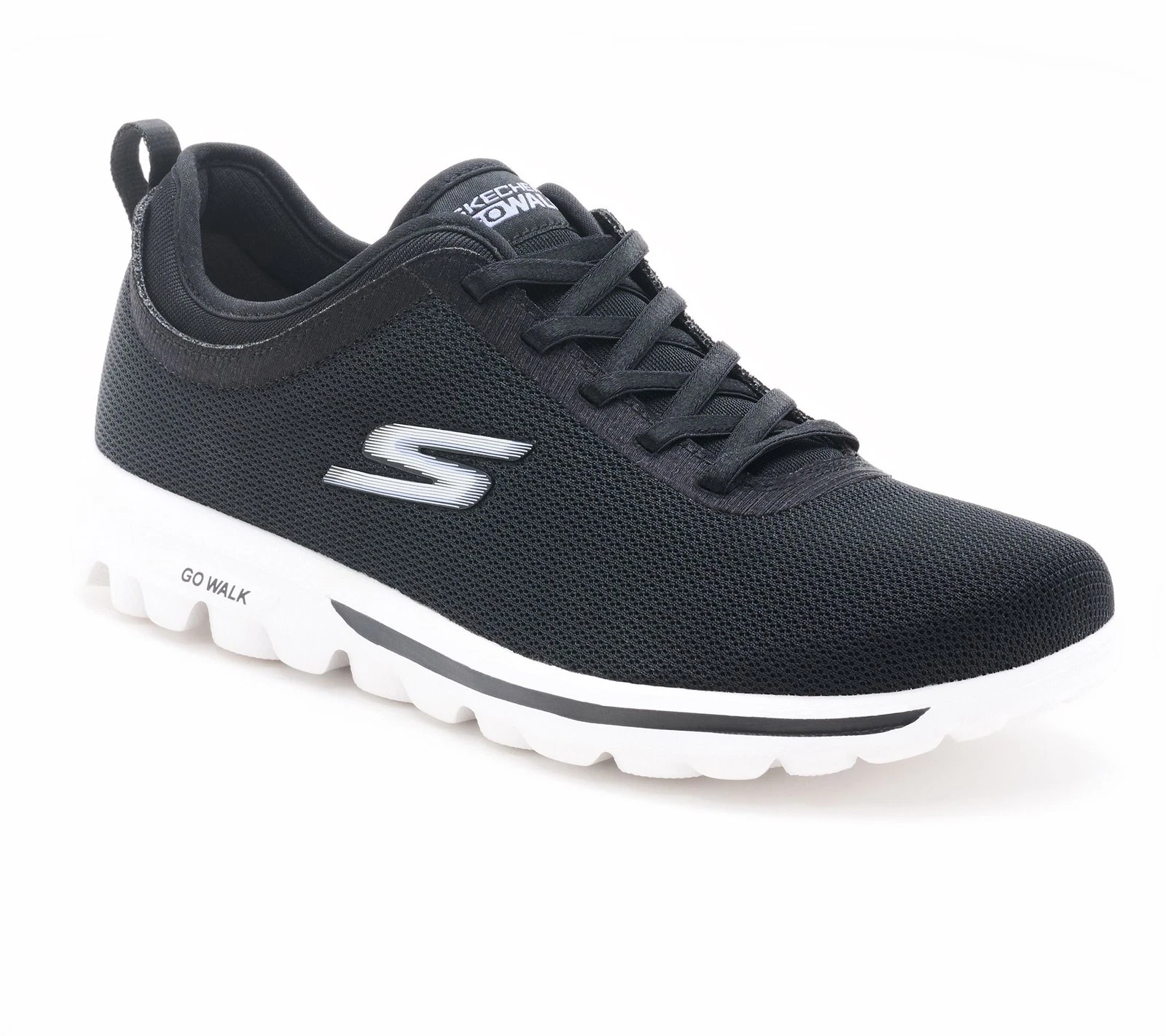 Skechers GO WALK Travel Fixed Lace Shoes Cynthia Black 11/M New