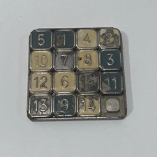 VINTAGE VTG Sliding Number Toy Puzzle Metal 1930's