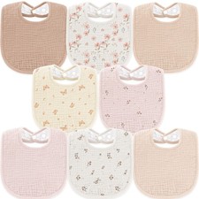 Muslin Baby Drool Bibs 8 Pack Soft Square Adjustable Baby Bandana Bibs Plush ...