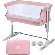 Portable Baby Bed Side Sleeper Infant Travel Bassinet Crib W/Carrying Bag Pink