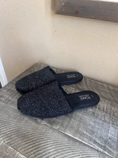 TOMS Women's Glitter Flat Mules Slip-on Size 7 Black