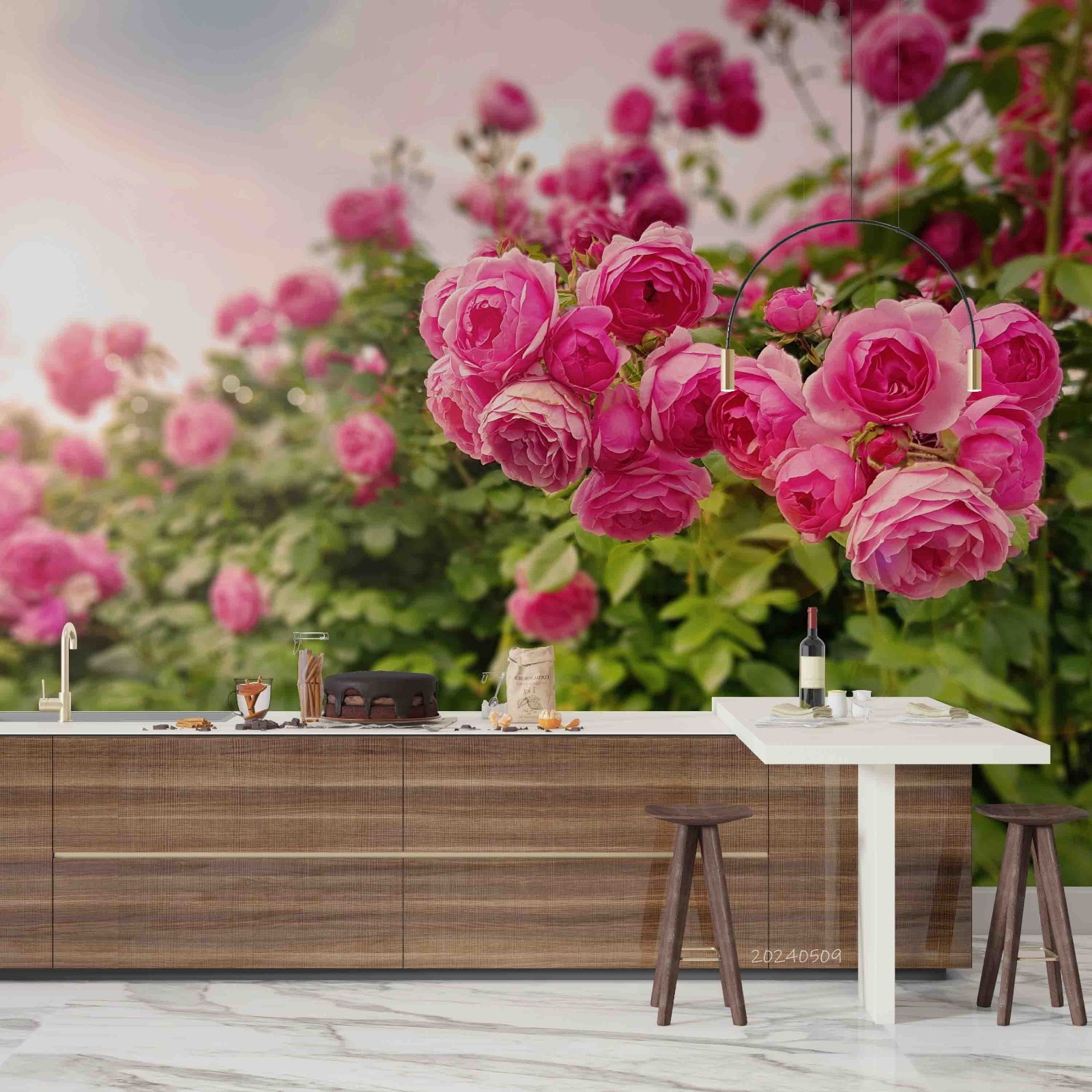 3D Pink Rose Plant Close-up Wall Murals Wallpaper Murals Wall Sticker 15