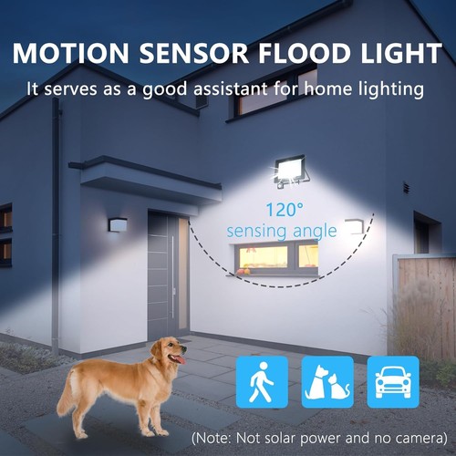 100W Motion Sensor LED Flood Light 2 Pack IP66 Waterproof Exterior Security O... - Picture 6 of 7