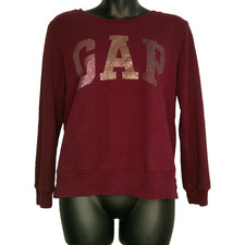 Gap Maroon Logo Glitter Crew Neck Sweatshirt Youth Medium