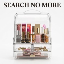 Cosmetic Storage Organiser White Three-Layer Makeup & Skincare Display Case Box