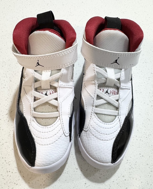 Jordan Boys White/Black/Red High Top Sneakers US 10.5C