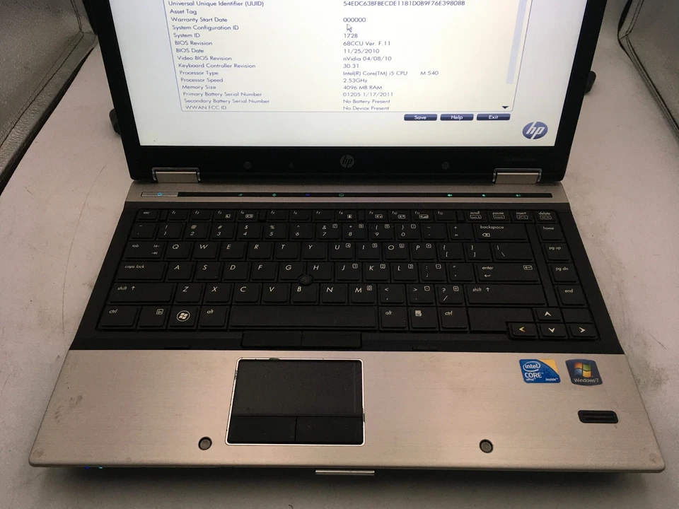 HP ELITEBOOK 8440P - BOOTS TO BIOS - INTEL I5 M540 - 4GB RAM - NO OS - READ - BB - Image 3 of 4