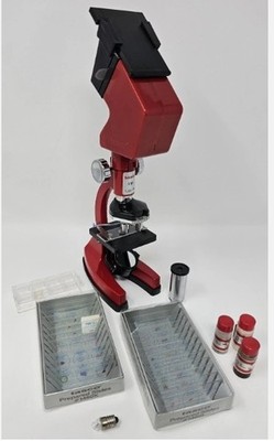VTG Tasco Discovery Workshop 900x Power Microscope Kit Red Lab Hobby Science