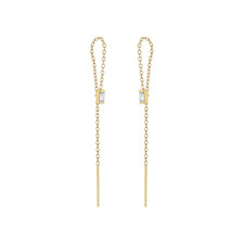ZOE CHICCO 14k Gold Baguette Diamond Loop Threader Earrings Gold