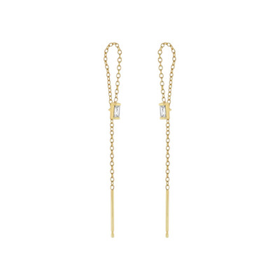 ZOE CHICCO 14k Gold Baguette Diamond Loop Threader Earrings Gold