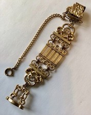 VICTORIAN GOLD-FILLED POCKET WATCH CHAIN WITH FOB U9