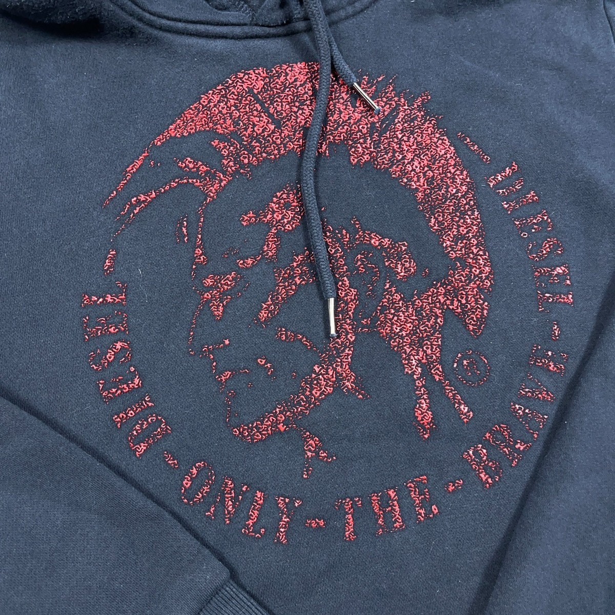 Diesel Hoodie Men Medium Black Red Sweatshirt Sweater Head Big 