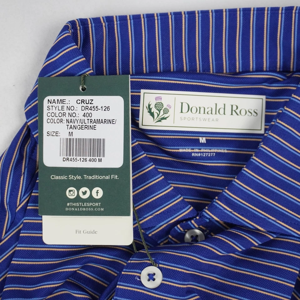 Camisetas polo Donald Ross Cruz manga corta en azul/blanco/naranja - talla M lote de 3 Foto 4 de 4