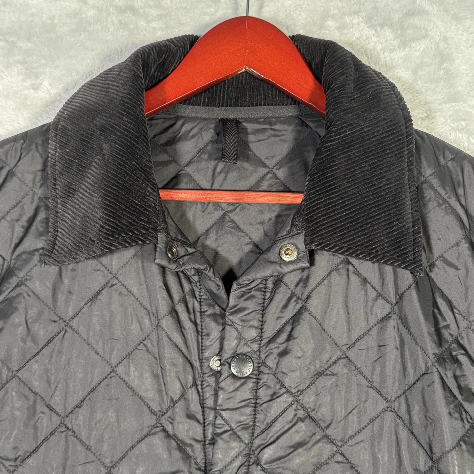 Куртка мужская Barbour Liddesdale маленькая черная стеганая с застежкой спереди вельветовый воротник - Изображение 4 из 4