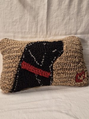Chandler 4 Corners Begging Black Lab Throw Pillow Folk Artist Laura Megroz 8x12