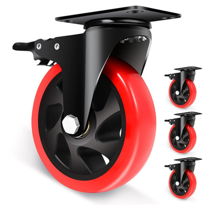 Nefish Swivel Caster Wheel for Cart, 5 Inch Industrial Casters Set of 4 - Heavy 