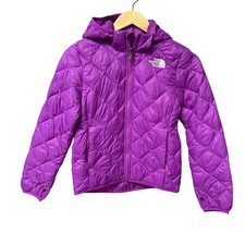 The North Face Puffer Jacket Girls 10 Purple Quilted Hooded Insulated Full Zip