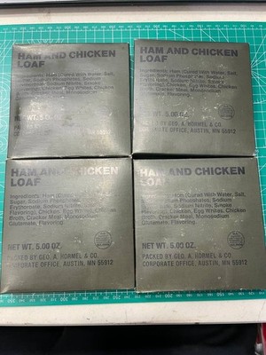 (4) 1979 test  MRE Meal Ready To Eat Individual Ham And Chicken Loaf Entrée only