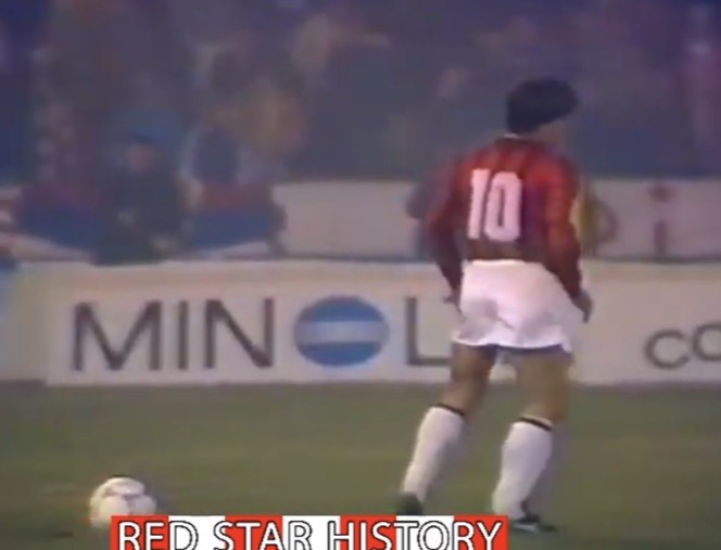 MAGLIA MILAN EVANI MATCH WORN INDOSSATA 1988/1989 Stella Rosa Belgrado