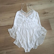 VTG 90s Victoria  s Secret Satin Teddy Bridal Coquette White Lace Bodysuit