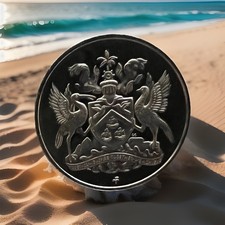 Rare Proof Trinidad & Tobago 1972 25 Cents~10th Anniversary of Independence! #25