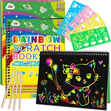 ZMLM 2 Pack Rainbow Scratch Paper Notebook Gift, Multicolor