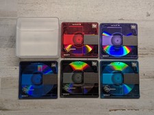 Sony MiniDisc Blank Media Lot of 5 Multi-Color with Storage Case Vintage