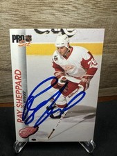 1992-93 Pro Set #47 Ray Sheppard Red Wings In-Person ON-CARD AUTO