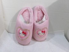 Hello Kitty Girls Slide- On Pink Slippers Size 2-3 Faux Fur