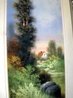 GORGEOUS Antique Landscape Trees House Wilde Nature Oil Pastel Vintage Painting — photo 9