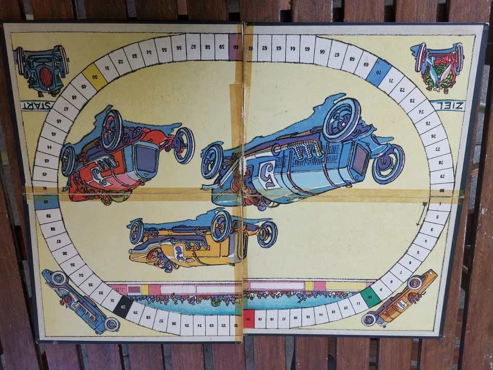Rare Vtg Board Game "Durch's Ziel!" 1930s 1920s Metal Cars Scholz Mainz Austria - Image 3 of 4