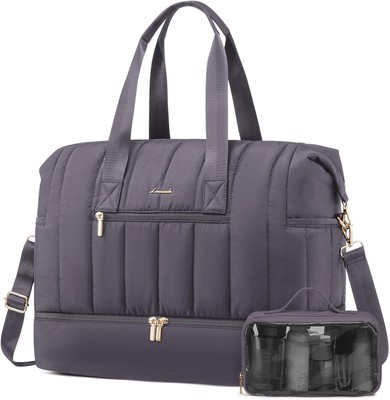 LOVEVOOK Travel Duffle Bag,Puffer Weekender Bags Large-2 Pcs, Light Purple 