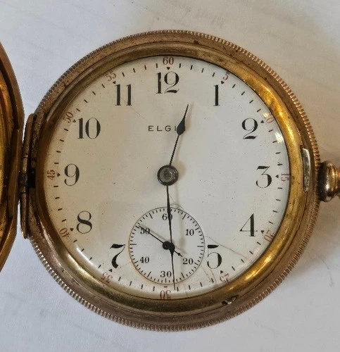 Antique Elgin Pocket Watch Gold Tone  Hunter .Working order
