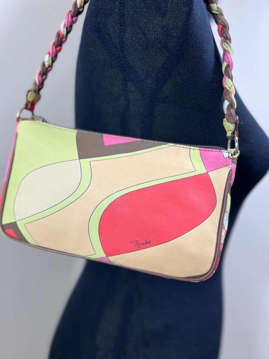EMILIO PUCCI Mini Shoulder Bag Logo Print Braided Strap Zip