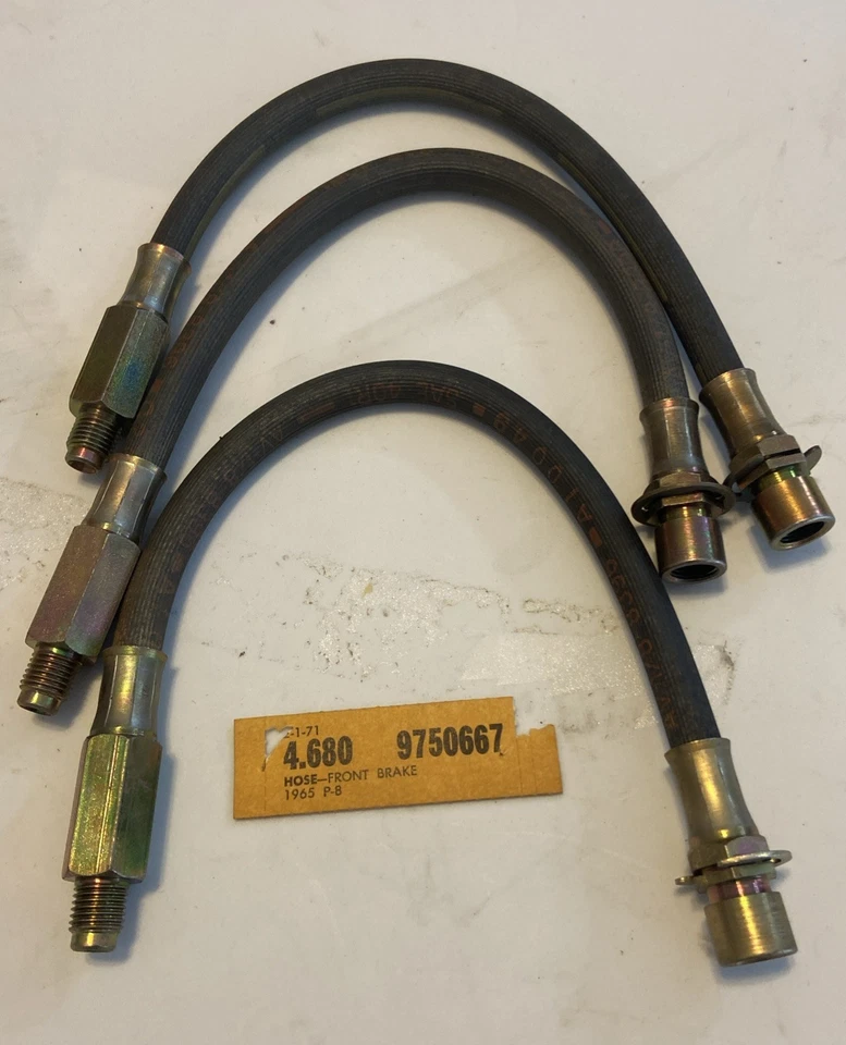 Mangueras de freno delanteras NOS GM 1965 Pontiac Bonneville Catalina 2+2 GP 9750667 Foto 3 de 4