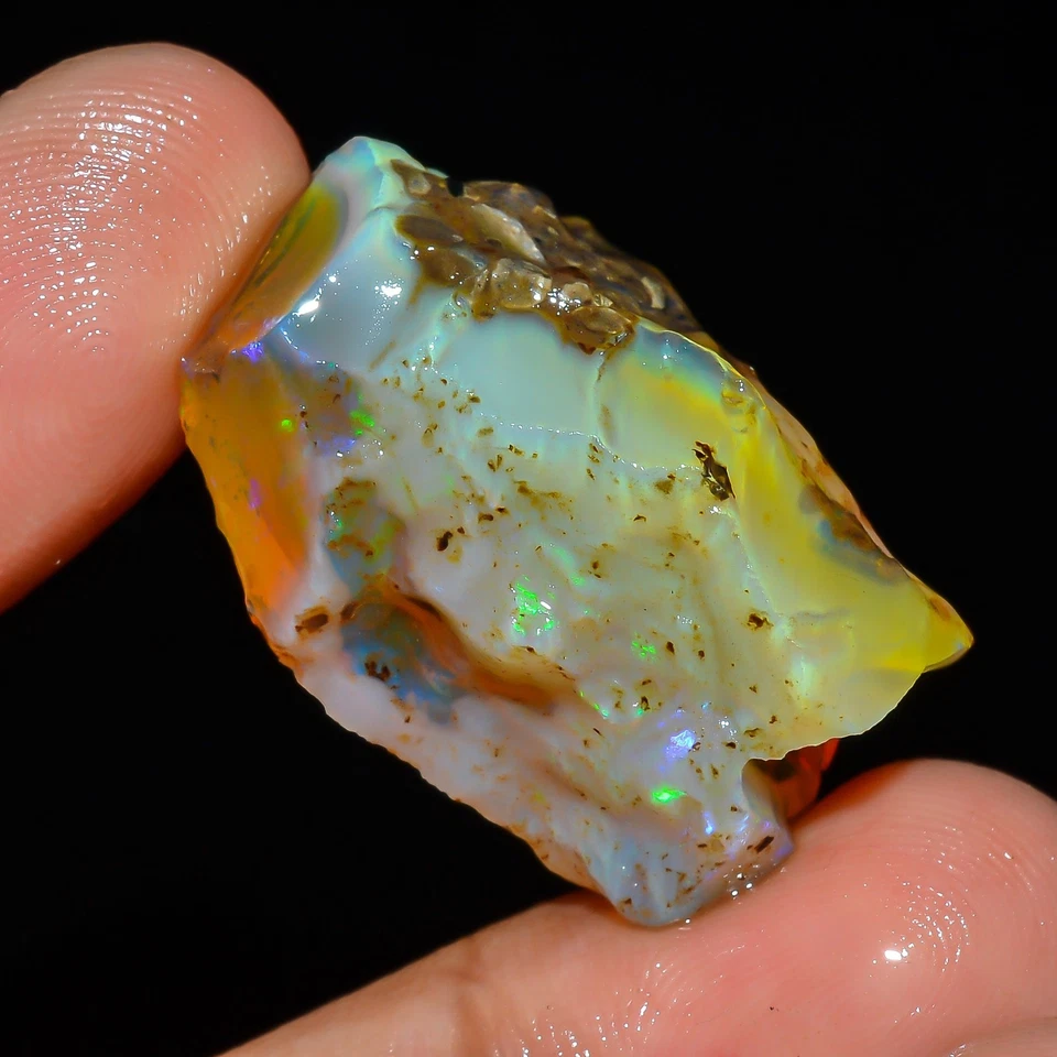 Ópalo etíope natural espécimen áspero ópalo Welo cristal de fuego ópalo aprox 39 quilates Foto 4 de 4