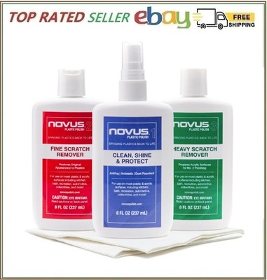 Novus-pk1-8 | Plastic Clean & Shine #1, Fine Scratch Remover #2, Heavy