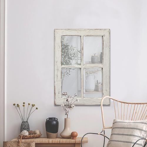Sintosin Rustic Small Window Pane Mirror Wall Decor Assorted Material Types - Picture 4 of 26