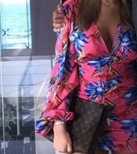 New Pretty little thing Pink floral mini dress with ruched detail Size 6