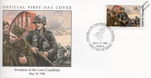 1940 INVASION OF BELGIUM Low Countries German & Belgian Soldiers WWII Stamp FDC