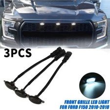 Front Hood Grill Grille Bumper LED DRL Lights White For Ford F-150 F150 Raptor