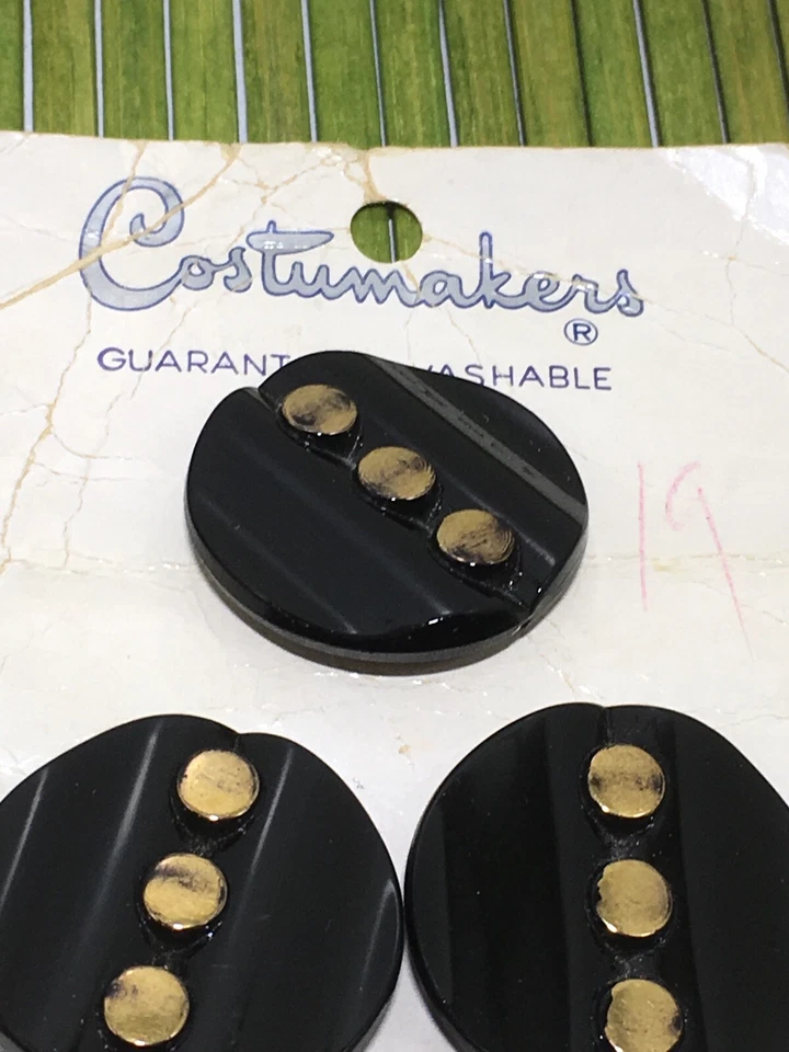 Vintage Costumakers Grandes Botones Negros y Lunares Dorados Botones Alemania Occidental Talla 42 Foto 4 de 4