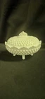 Vintage Fenton White Milk Glass Hobnail Oval Footed Covered Candy Dish with Lid