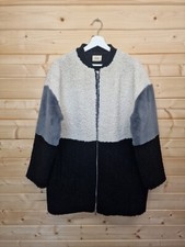Hush Teddy Coat Uk 12 Rivage Colour Block Coat Black Ecru Grey Oversized