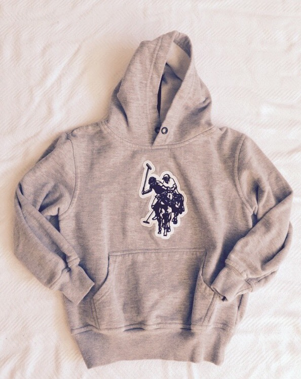 U.S.POLO ASSUN ジャケット US Polo Assn Light Grey Hooded Sweatshirt w/Large Logo Sz 7 | eBay